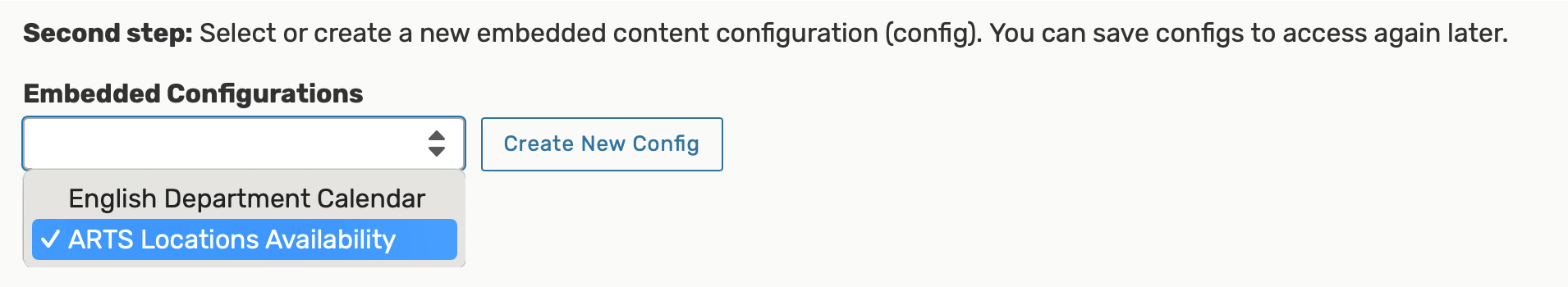 Select or Create Configuration