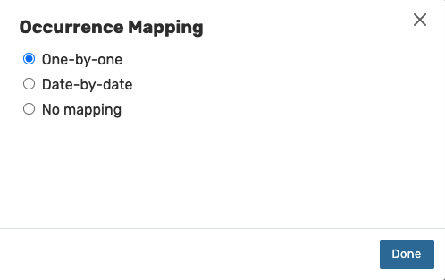 occurrence mapping modal options