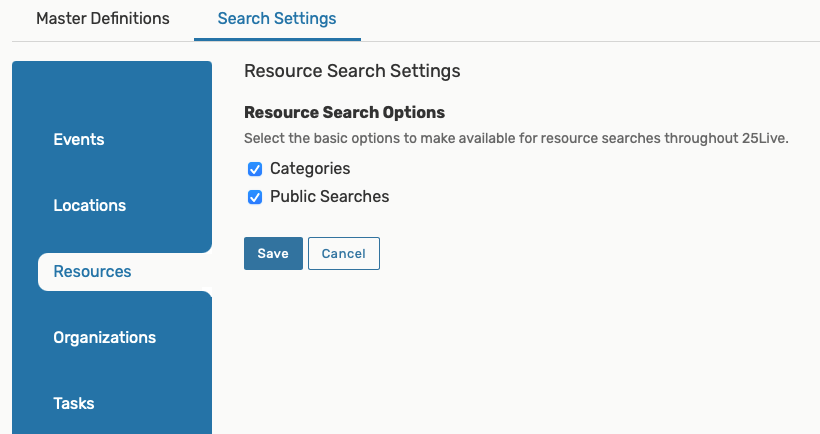 Search Settings - Resources