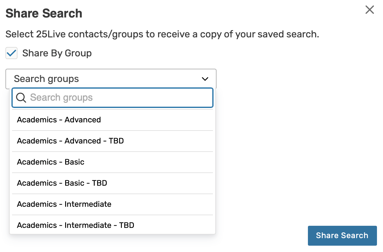 Sharing search by group