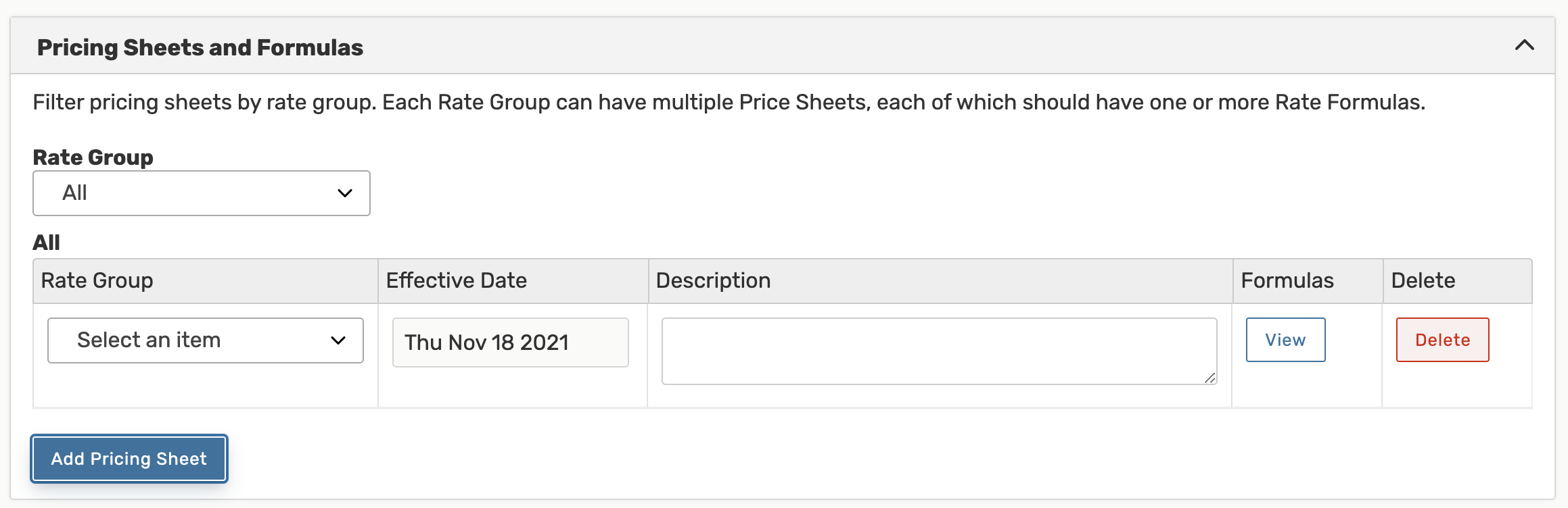 Pricing Sheet Details in 25Live