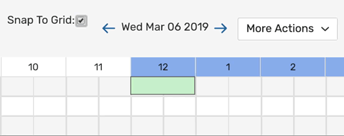 You can drag the event block to a new date and time in the availability grid.