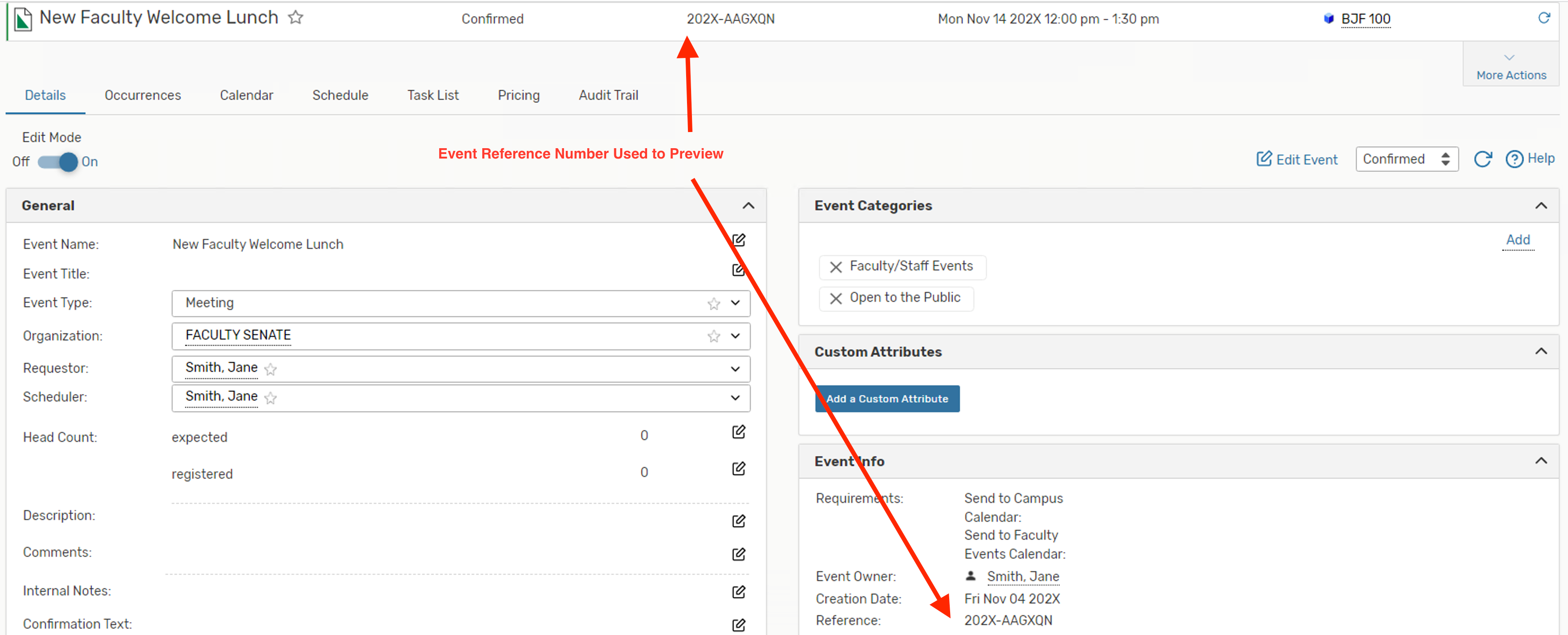 You can find an event reference ID in the Event Details View.