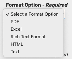 Report format options