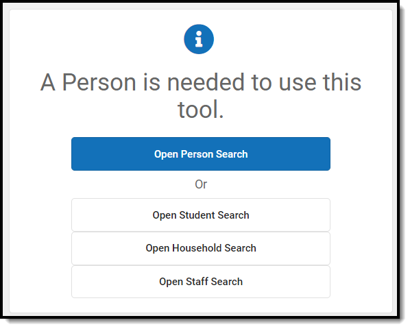 screenshot of the person search options