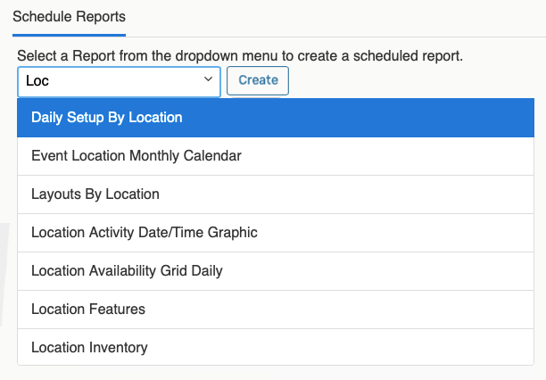 Select report to create schedule