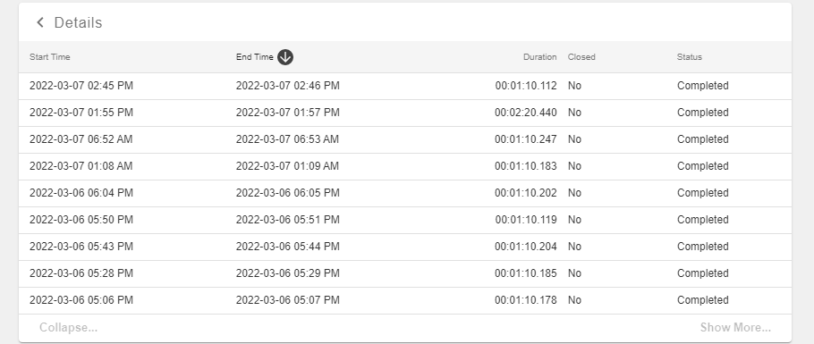 SQL Sentry Portal Alert Details view filtered by End Time.