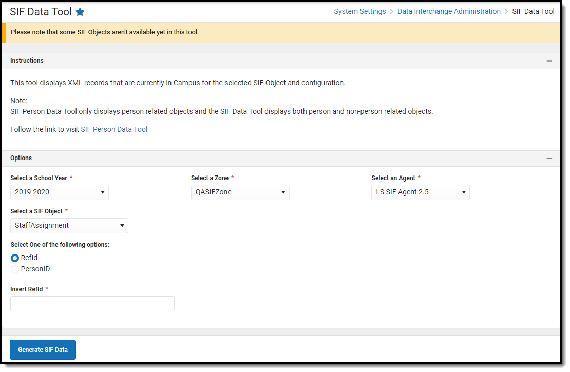 Screenshot of SIF Data Tool.