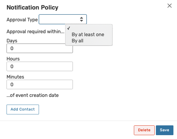 Notification policy dialog