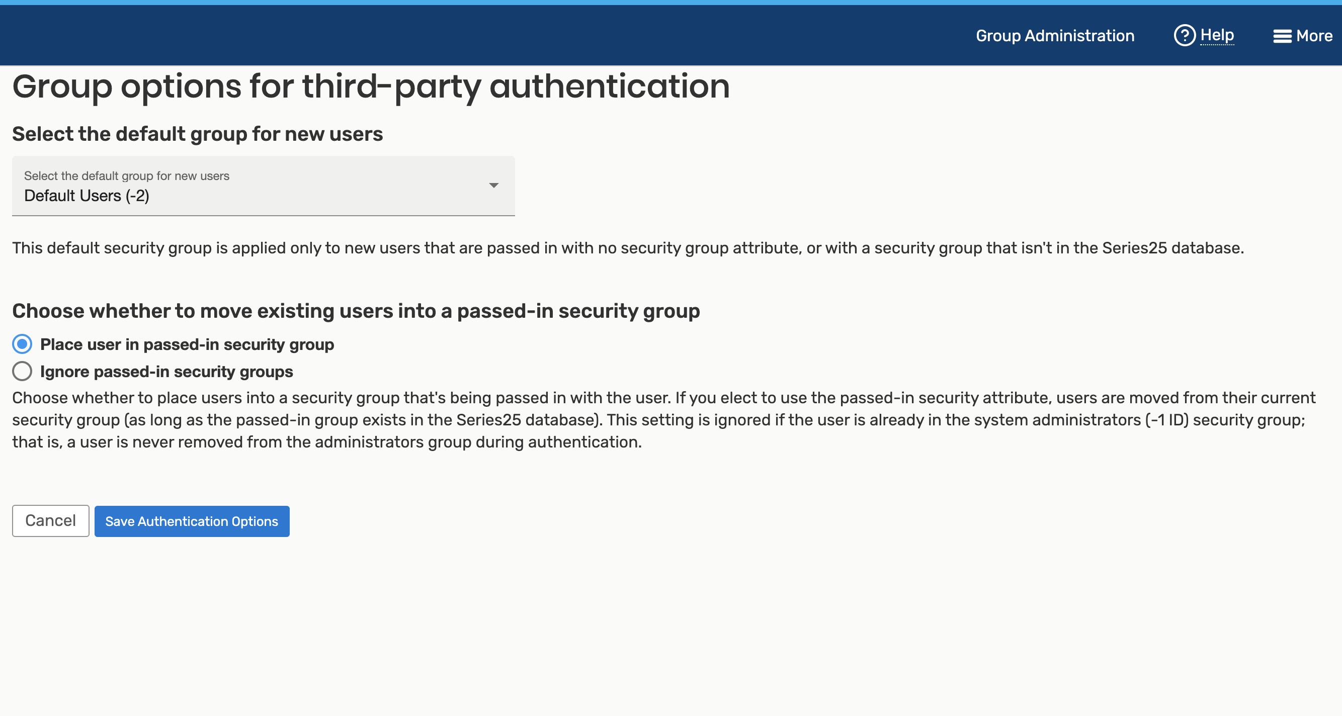 Authentication Options for single sign-on