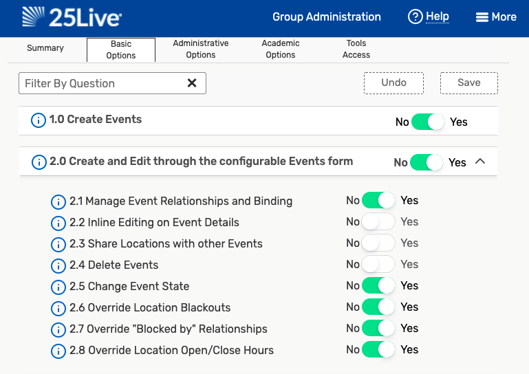 Screenshot of settings in Series25 Group Administration described in the caption above