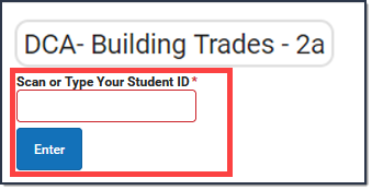 Screenshot of Scan or type your student ID field.