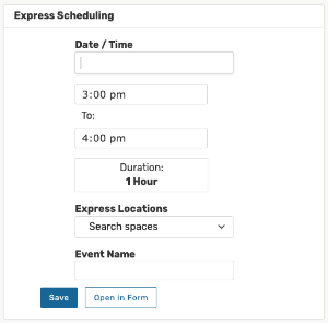 Dashboard Express scheduling