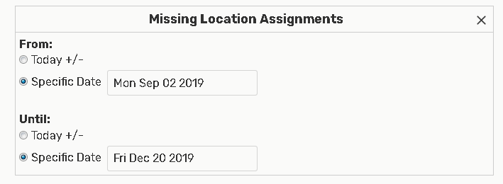 Missing location assignments example