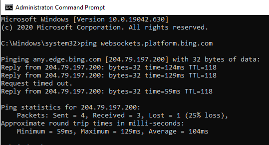 Microsoft Administrator Command Prompt Screenshot
