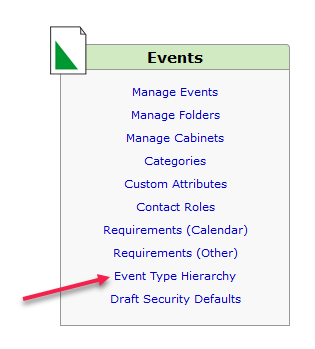 25Live Administration Utility - Events Group - Event Type Hierarchy Link