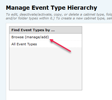 25Live Administration Utility - Manage Event Type Hierarchy - Browse (manage/add)