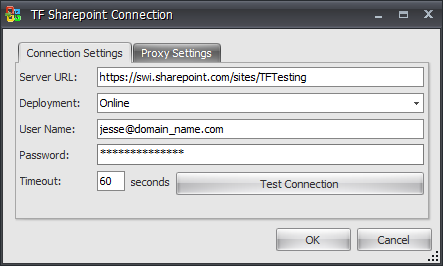 Task Factory Sharepoint Connection Connection Settings