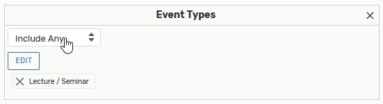 Dropdown set to Include Any Event Types