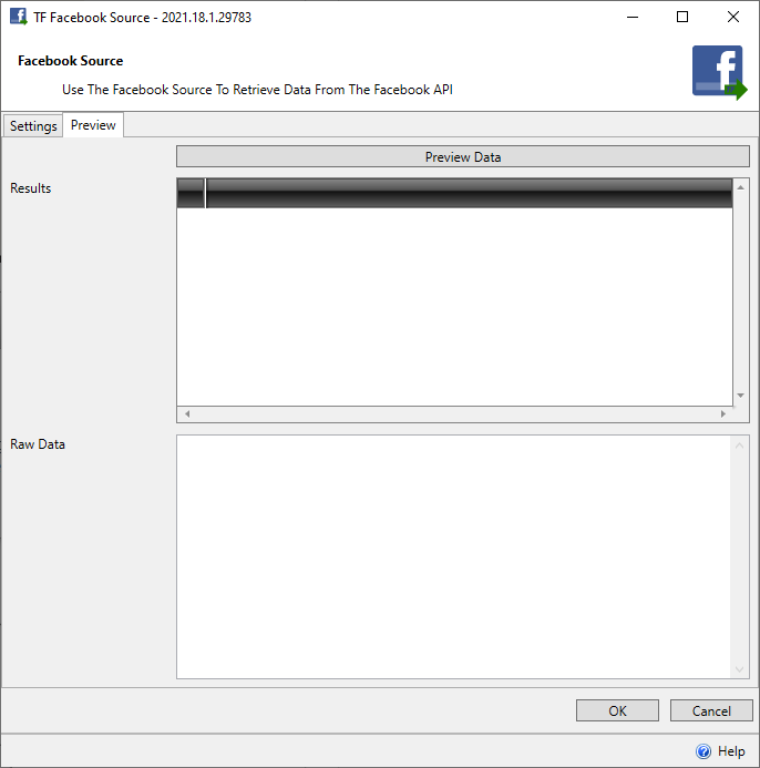 Task Factory Facebook Source Preview