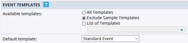 Event template settings