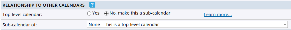 Relationship to other calendars settings