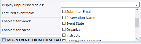 Display unpublished fields checkboxes