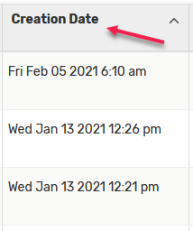Creation date column