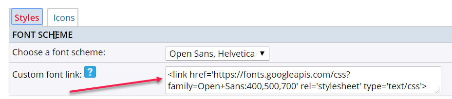 Font scheme settings fields