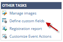 Other tasks window with arrow pointing to Define Custom Fields