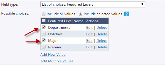 New values in the Possible Choices list