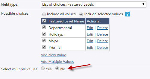 No option is ticked in the Select Multiple values field