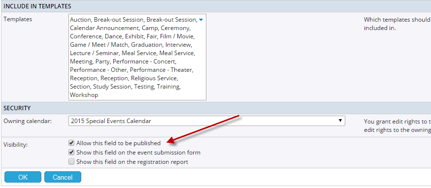 Allow this field to be published checkbox