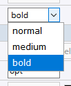 Font weight dropdown settings
