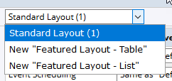 Default layout dropdown settings