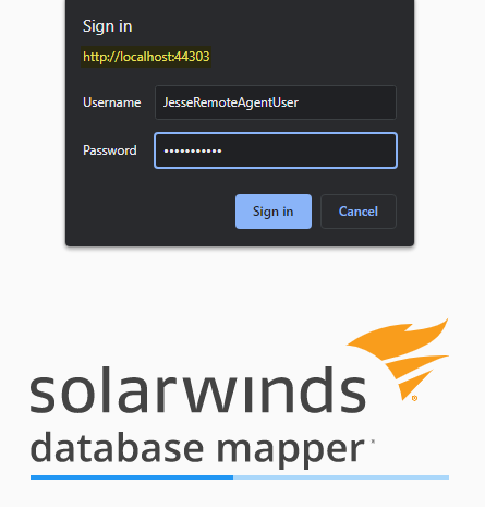 Database Mapper Windows Security prompt