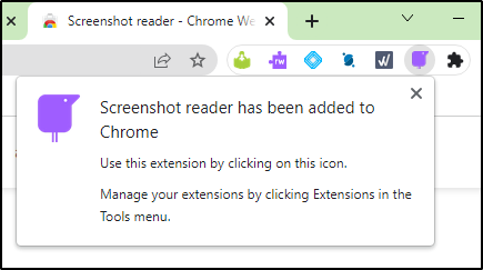 Screenshot Reader has been added to Chrome