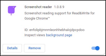 Read&Write for Google Chrome Screenshot Reader Extension Enabled