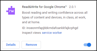 Read&Write for Google Chrome Disabled Screenshot