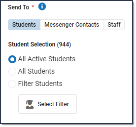 Example of Student Filtering Options