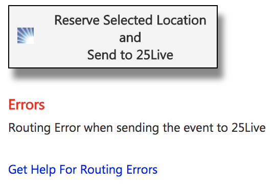 Routing error when sending the event to 25live