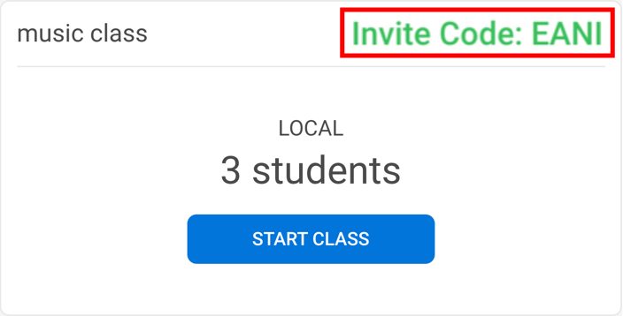 invitation code on the class tile