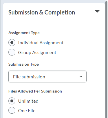 Shows submission & completion options.