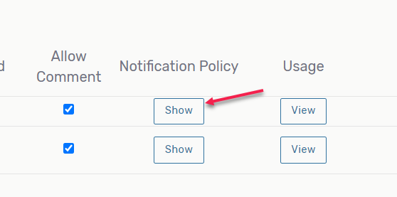 25Live Pro - System Settings - Master Definitions - Requirements (Calendar) - Notification Policy - Show Button