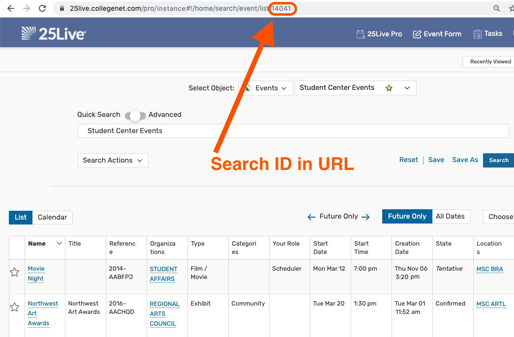 Finding search ID in URL