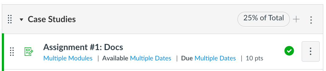 percentage of total in header for assignment group