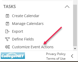 Customize event actions link under tasks
