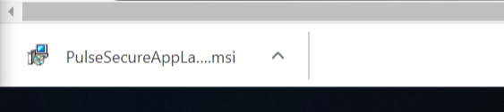 A tab in the Google Chrome download bar showing the download of Pulse Secure has completed
