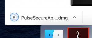 A tab in the Google Chrome download bar showing download Pulse Secure has completed