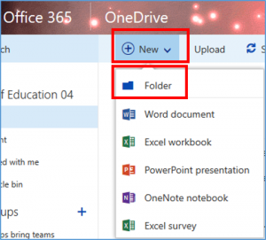 OneDrive new folder